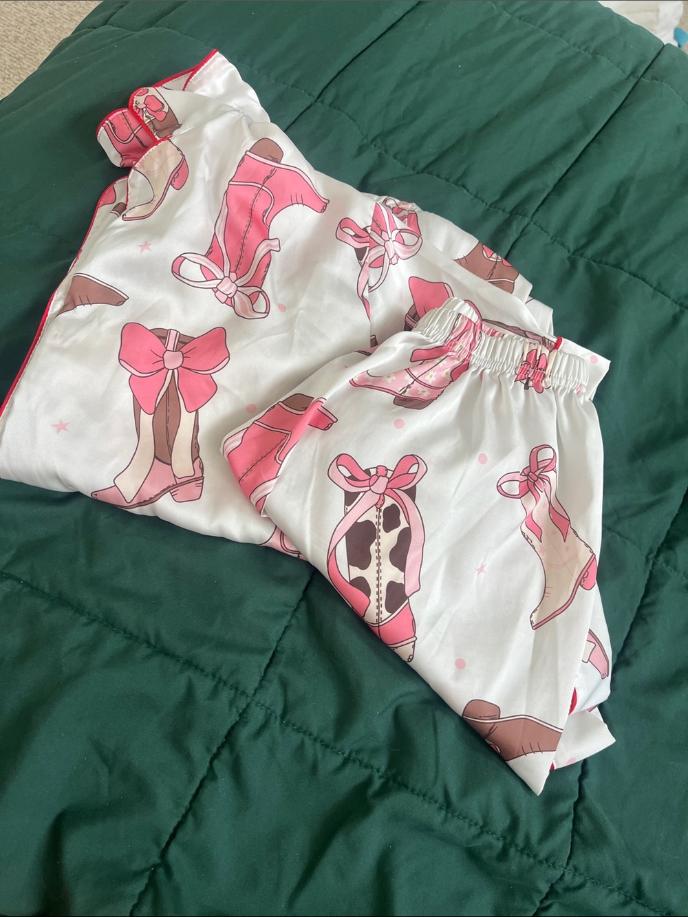 Pink Cowgirl Boot Print Pajama Set
